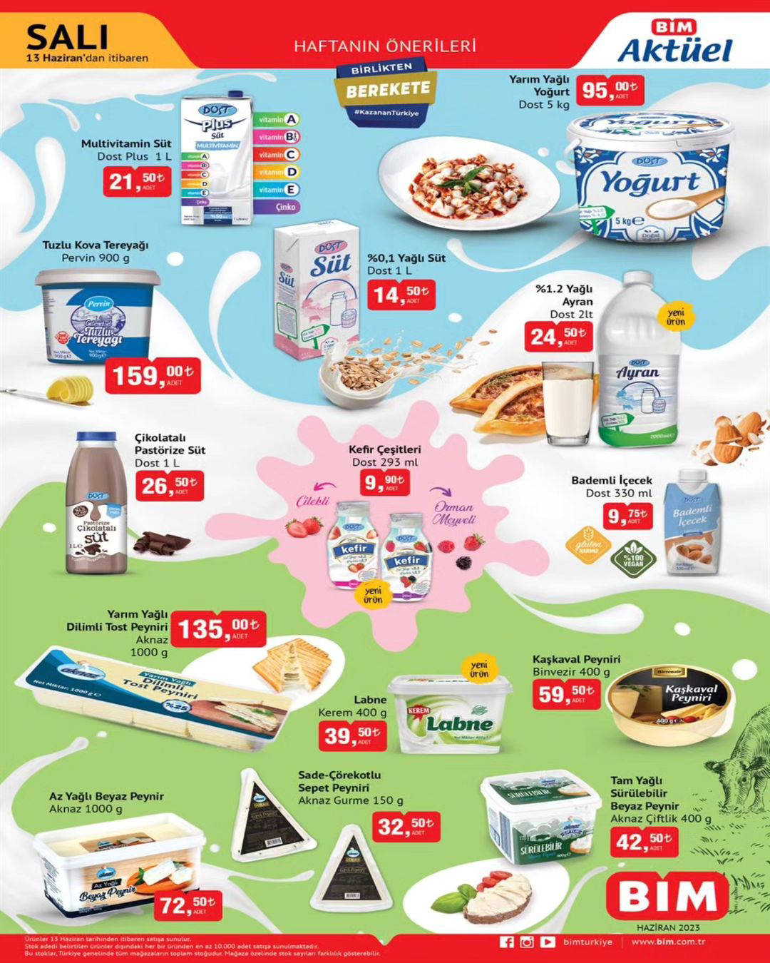 BİM den büyük indirim: 1 kg dilimli tost peyniri 135 TL ye, beyaz peynir 72,50 TL ye, kaşkaval peyniri 59,50 TL ye düştü