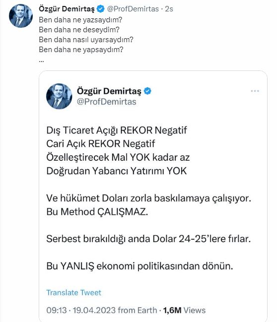 Dolar uçuşa geçti, Özgür Demirtaş tan dolar yorumları peş peşe geldi: Durum vahim 