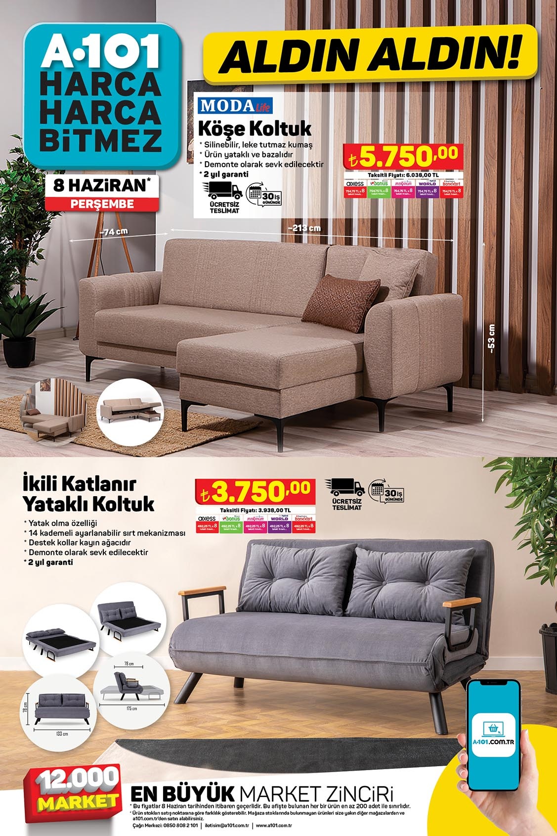 A101’den son çağrı! Piknik sandalyesi 170 TL’ye, cam kahve karafı 130 TL’ye, düzenleyici raf 50 TL’ye düştü!