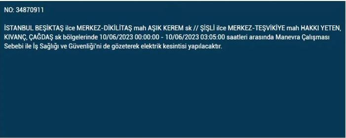 Bu ilçelerde oturanlar hemen baksın! İşte 10 Haziran Cumartesi elektrik kesintisi yaşanacak ilçeler!
