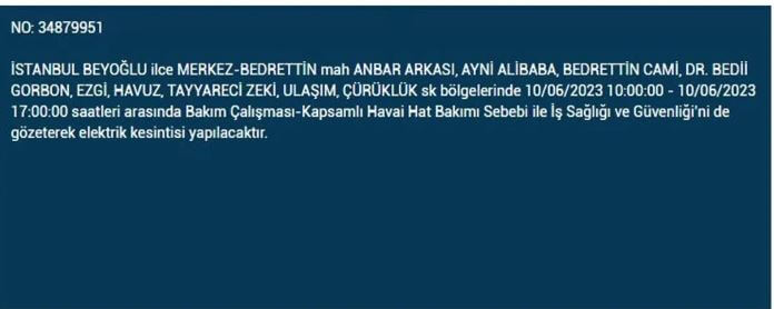 Bu ilçelerde oturanlar hemen baksın! İşte 10 Haziran Cumartesi elektrik kesintisi yaşanacak ilçeler!