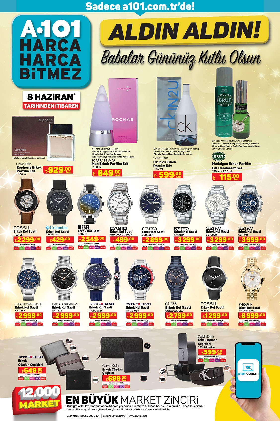 A101’de erkek parfüm ve deodorant seti 120 TL’ye, ultra akıllı saat 650 TL’ye, plaj hasırı 40 TL’ye düştü!
