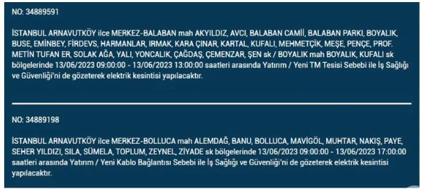 Bu ilçelerde oturanlar dikkat! İşte 13 Haziran Salı elektrik kesintisi yaşanacak ilçeler!