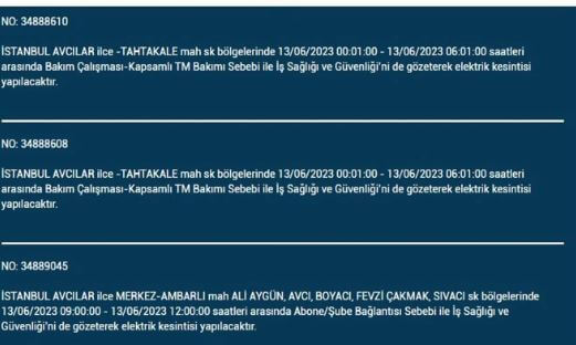 Bu ilçelerde oturanlar dikkat! İşte 13 Haziran Salı elektrik kesintisi yaşanacak ilçeler!