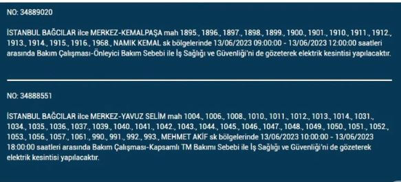 Bu ilçelerde oturanlar dikkat! İşte 13 Haziran Salı elektrik kesintisi yaşanacak ilçeler!