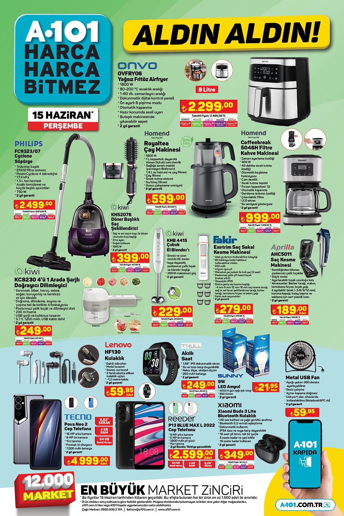 A101’de Onvo airfryer 2.300 TL’ye, kahve makinesi 1.000 TL’ye, şarjlı doğrayıcı dilimleyici 250 TL’ye düştü!