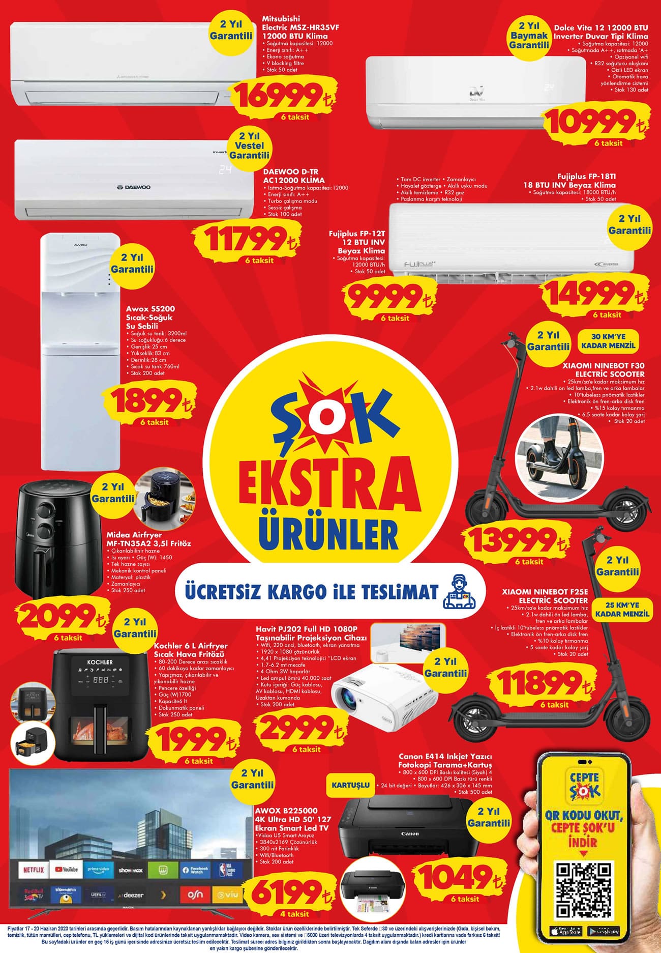 ŞOK ta Singer dikiş makinesi 2 bin 499 TL ye, Mitsubishi klima 16 bin 999 TL ye düştü!