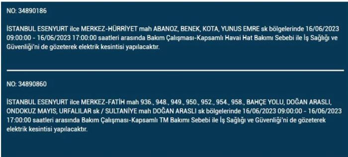 Bu ilçelerde yaşayanlar hemen bakın! İşte 16 Haziran Cuma elektrik kesintisi yaşanacak ilçeler!