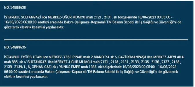 Bu ilçelerde yaşayanlar hemen bakın! İşte 16 Haziran Cuma elektrik kesintisi yaşanacak ilçeler!
