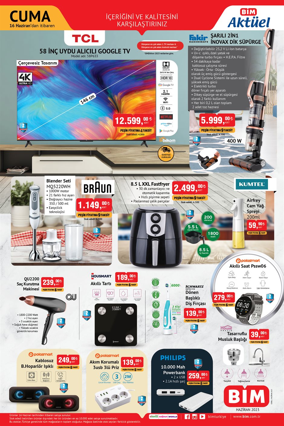 BİM’de Philips powerbank 259 TL’ye, Paşabahçe kâse 23,50 TL’ye, tasarruflu musluk başlığı 39 TL’ye düştü!