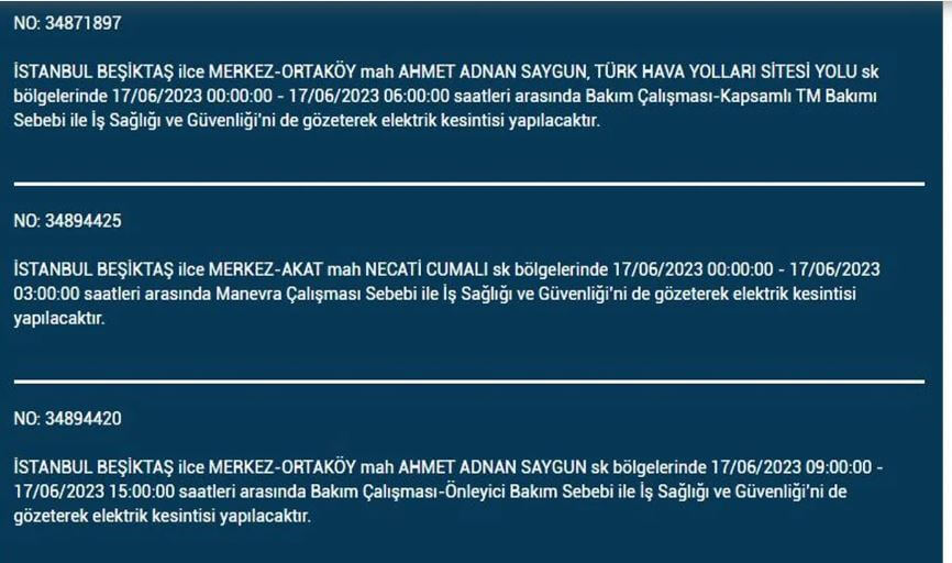 Bu ilçelerde elektrikler kesilecek! İşte 17 Haziran Cumartesi elektrik kesintisi yaşanacak ilçeler!