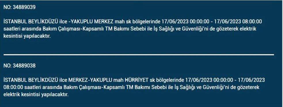 Bu ilçelerde elektrikler kesilecek! İşte 17 Haziran Cumartesi elektrik kesintisi yaşanacak ilçeler!