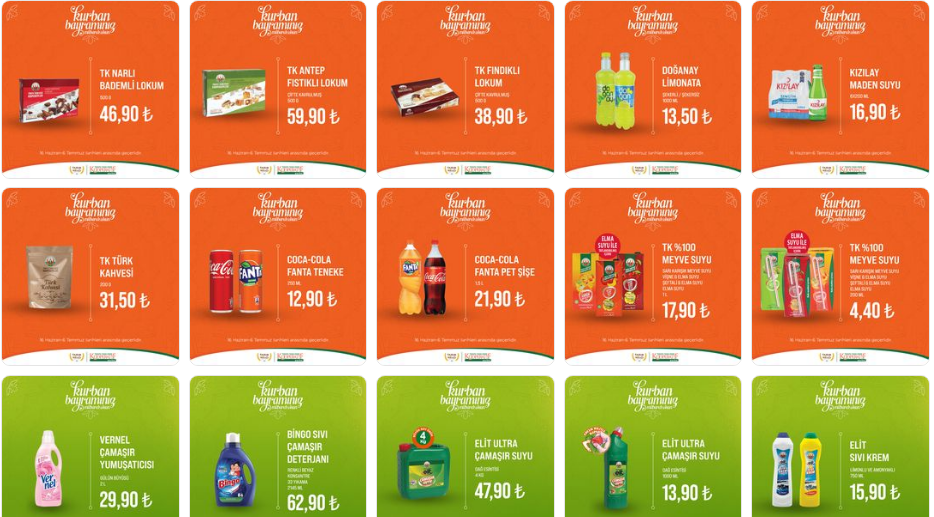 Tarım Kredi den Kurban Bayramı kataloğu! Şölen Madlen çikolata 86 TL ye, tereyağı 145 TL ye, but 83 TL ye düştü!