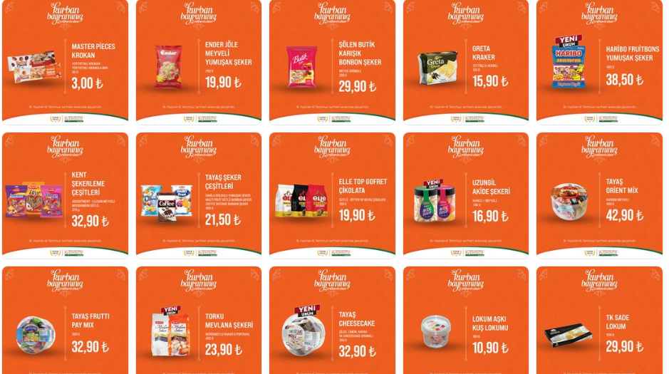 Tarım Kredi den Kurban Bayramı kataloğu! Şölen Madlen çikolata 86 TL ye, tereyağı 145 TL ye, but 83 TL ye düştü!
