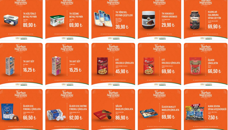 Tarım Kredi den Kurban Bayramı kataloğu! Şölen Madlen çikolata 86 TL ye, tereyağı 145 TL ye, but 83 TL ye düştü!