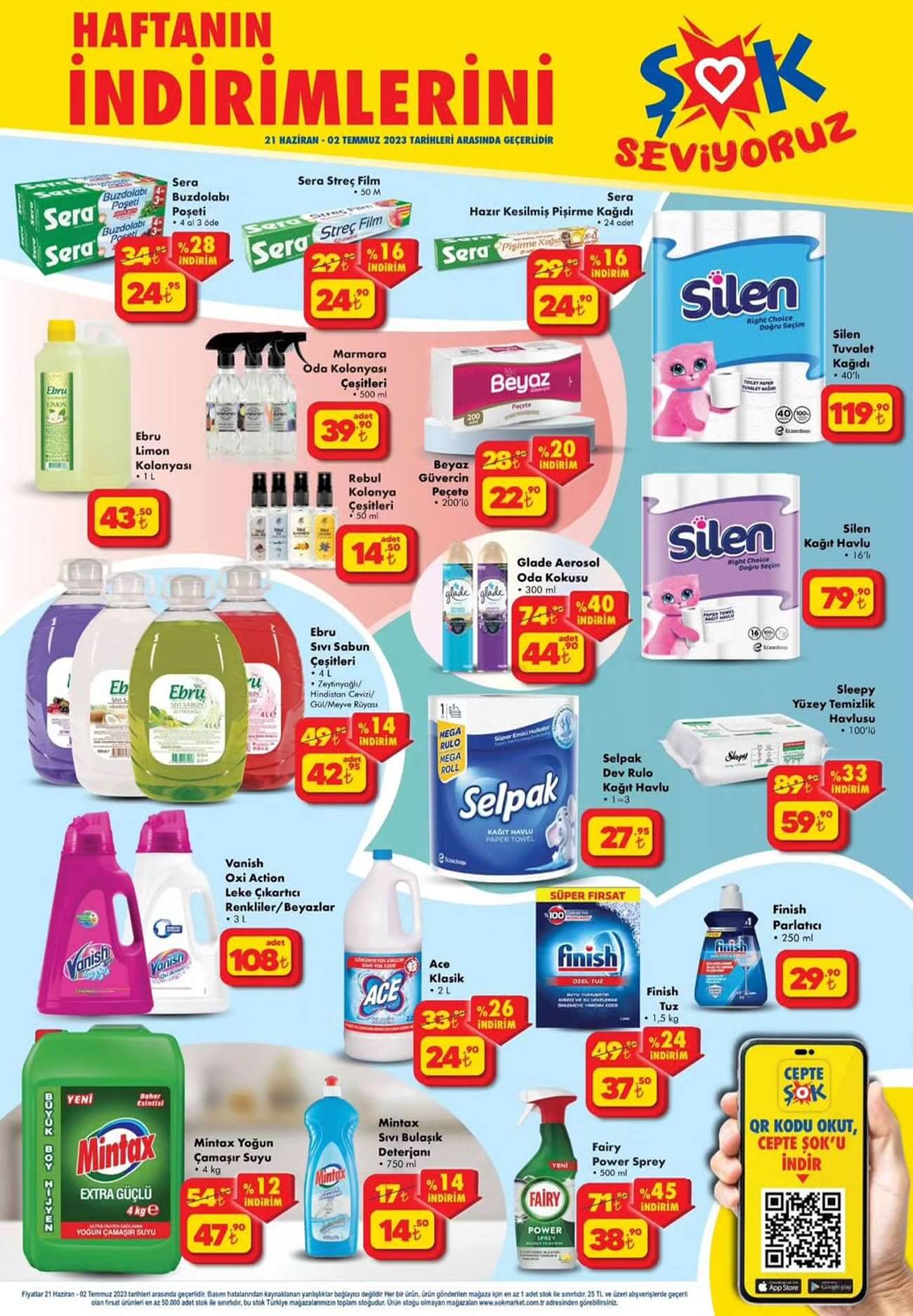 ŞOK Market te yüzde 40 a varan indirim! 4 kg çamaşır suyu 47 TL ye, peçete 22 TL ye düştü!