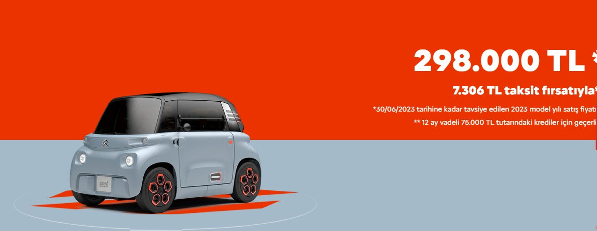 Şehir içi manevra kabiliyeti yüksek Citroen Ami ye uygun kredi koşulları ile sahip olabilirsiniz