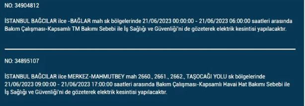 Bu ilçelerde elektrik kesintisi olacak! İşte 21 Haziran Çarşamba elektrik kesintisi yaşanacak ilçeler!