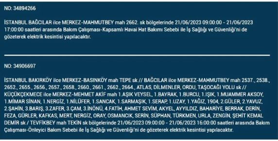 Bu ilçelerde elektrik kesintisi olacak! İşte 21 Haziran Çarşamba elektrik kesintisi yaşanacak ilçeler!
