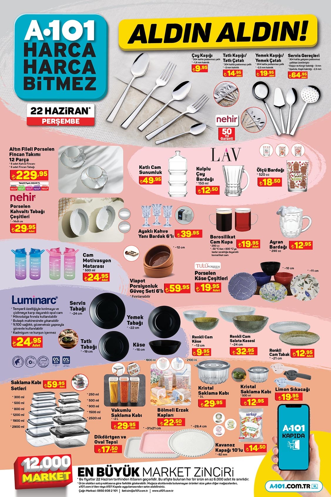 A101’de Tat pilavlık pirinç 149,90 TL’ye, 12 parça fincan takımı 229,95 TL’ye, ızgara tavası 379,95 TL’ye düştü!