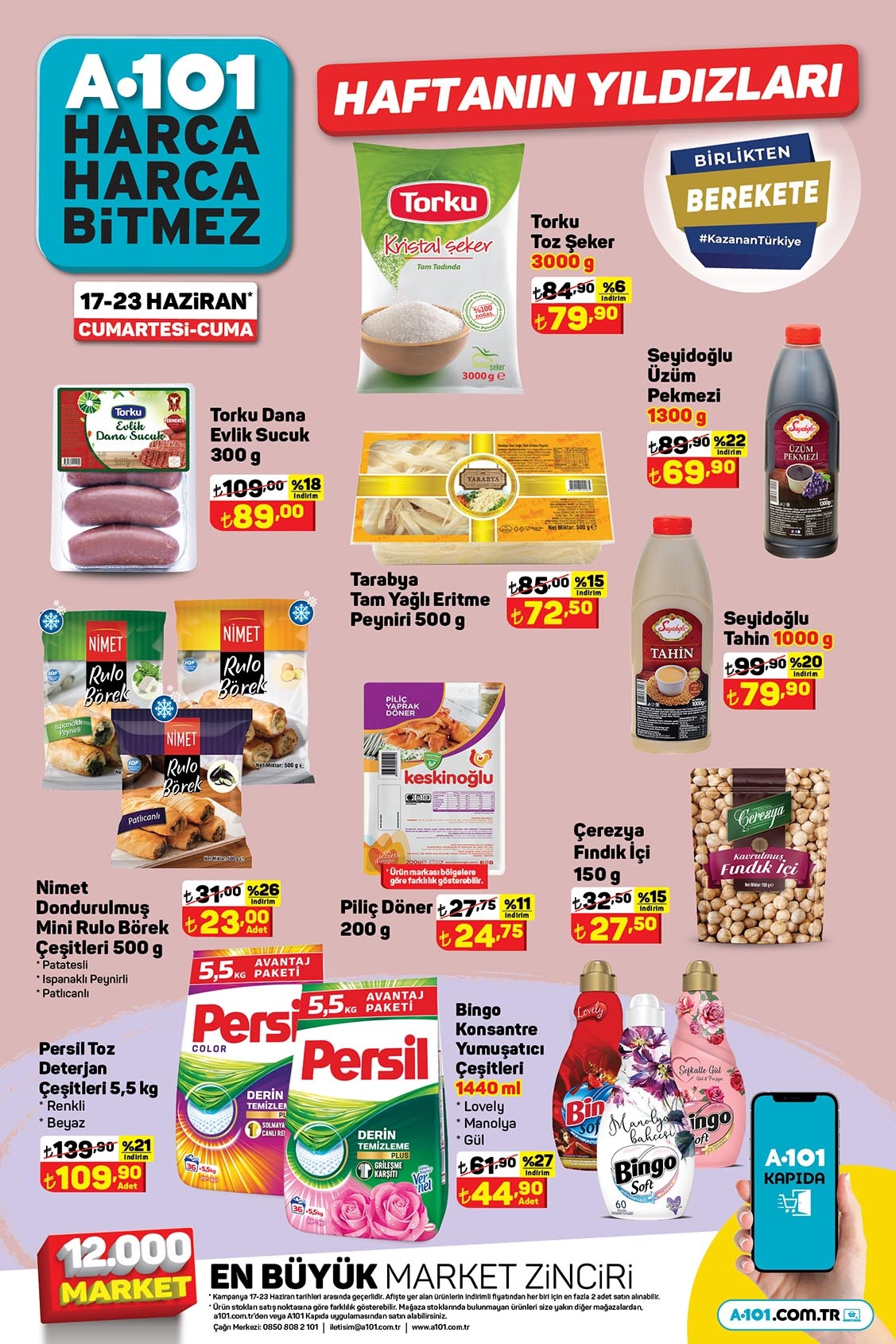 A101 de toz şeker 79 TL ye, Persil deterjan 109 TL ye, beyaz peynir 63 TL ye düştü!