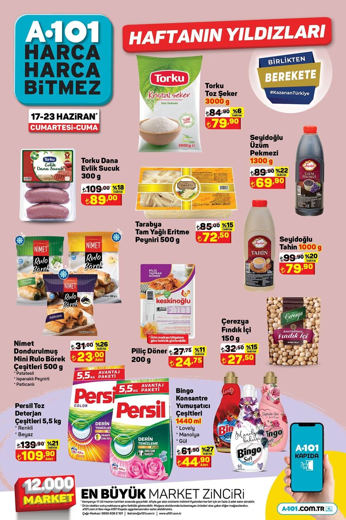 A101 de Bingo yumuşatıcı 44 TL ye, reçel çeşitleri 29 TL ye, 3 kg toz şeker 79 TL ye düştü!