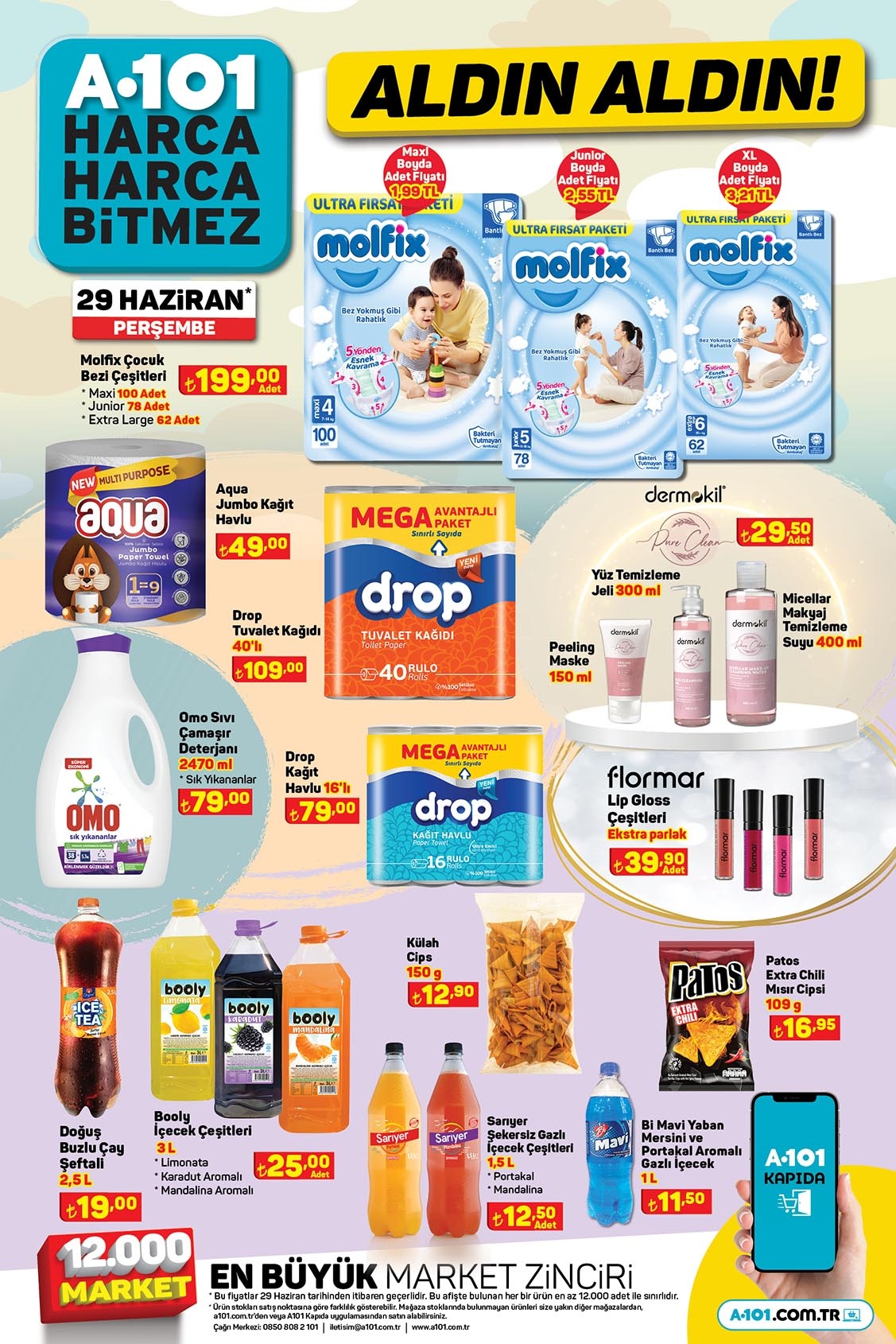 A101’de Omo çamaşır deterjanı 79 TL’ye, Paşabahçe borcam 69,95 TL’ye, Arzum tost makinesi 799 TL’ye düştü!