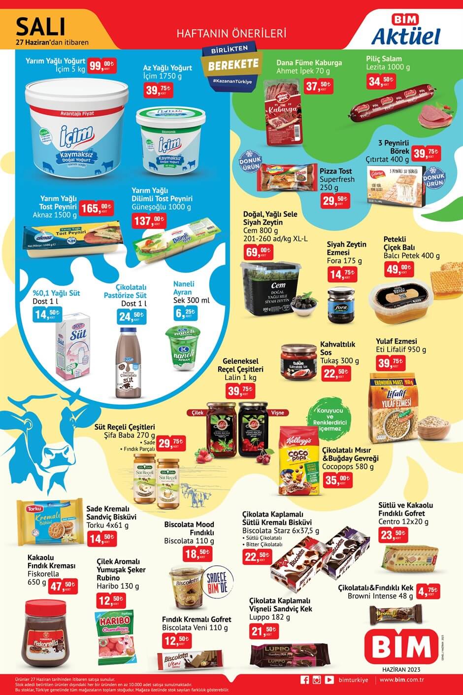 BİM den Birlikten Berekete kampanyası! Salam 34 TL ye, kakaolu fındık kreması 47 TL ye, tost peyniri 165 TL ye düştü!