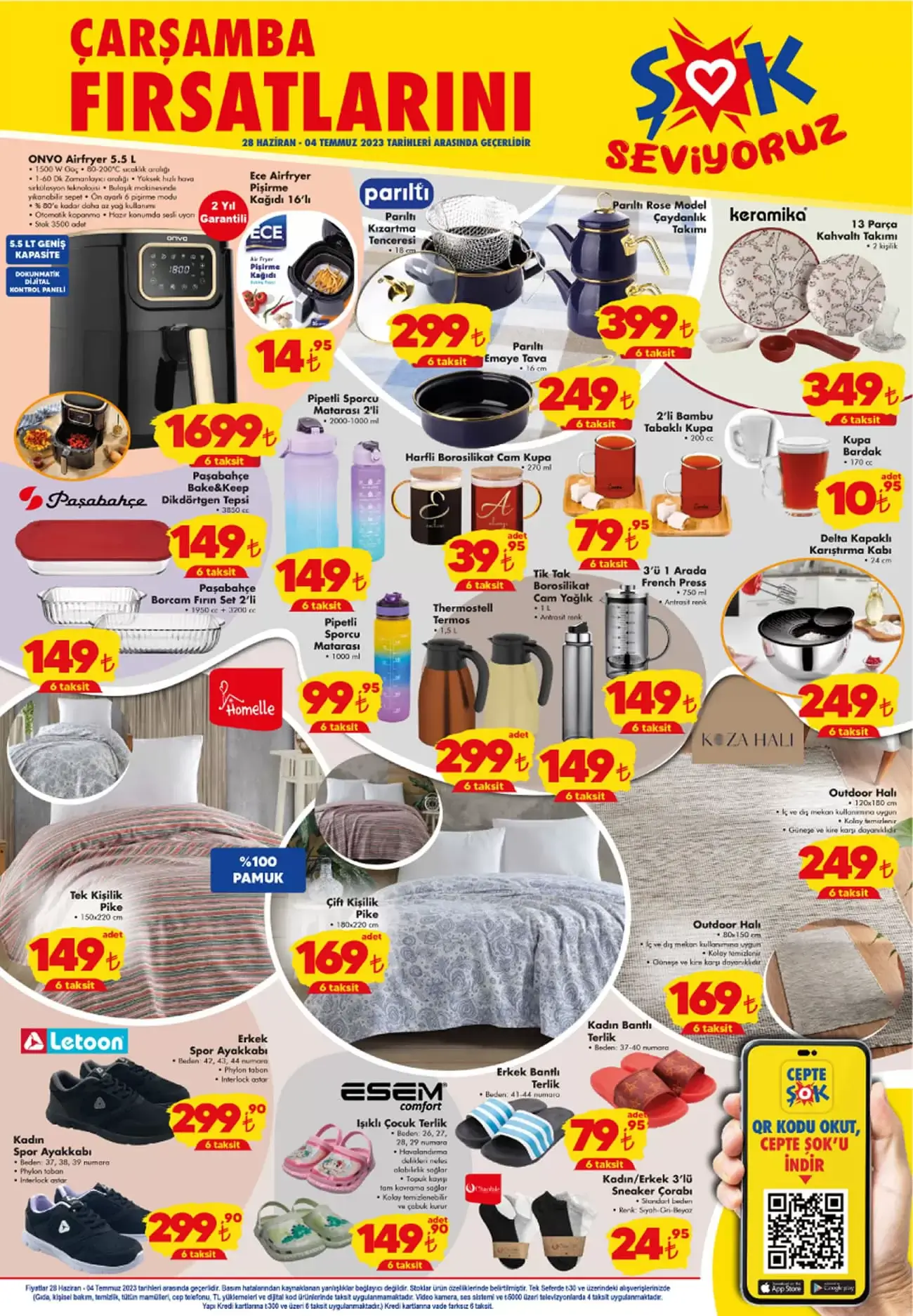 ŞOK Market te 13 parça kahvaltı takımı 349 TL ye, çaydanlık 399 TL ye, çift kişilik pike 169 TL ye düştü!