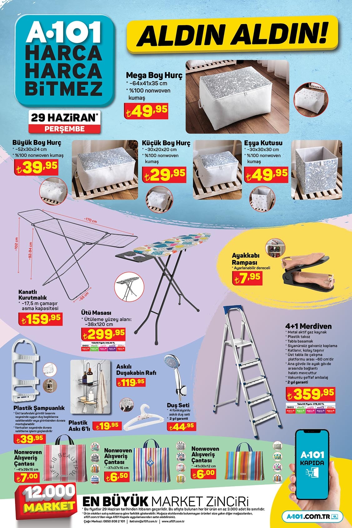 A101 de çamaşır kurutmalığı 159 TL ye, piknik sandalyesi 149 TL ye, elektrikli süpürge 489 TL ye düştü!