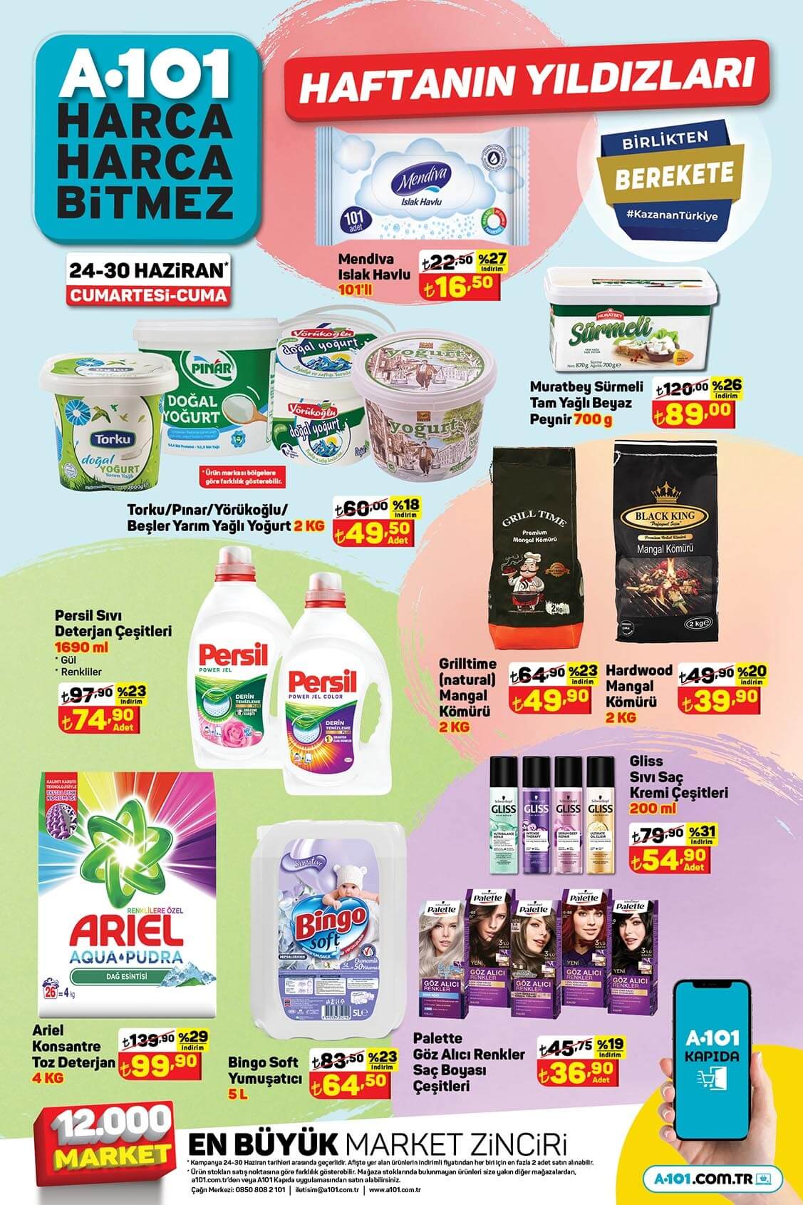 A101 de 3 kg yoğurt 61 TL ye, Persil sıvı deterjan 74 TL ye, Ariel toz deterjan 99 TL ye düştü!