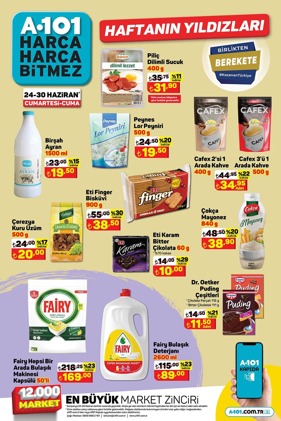 A101 de 3 kg yoğurt 61 TL ye, Persil sıvı deterjan 74 TL ye, Ariel toz deterjan 99 TL ye düştü!