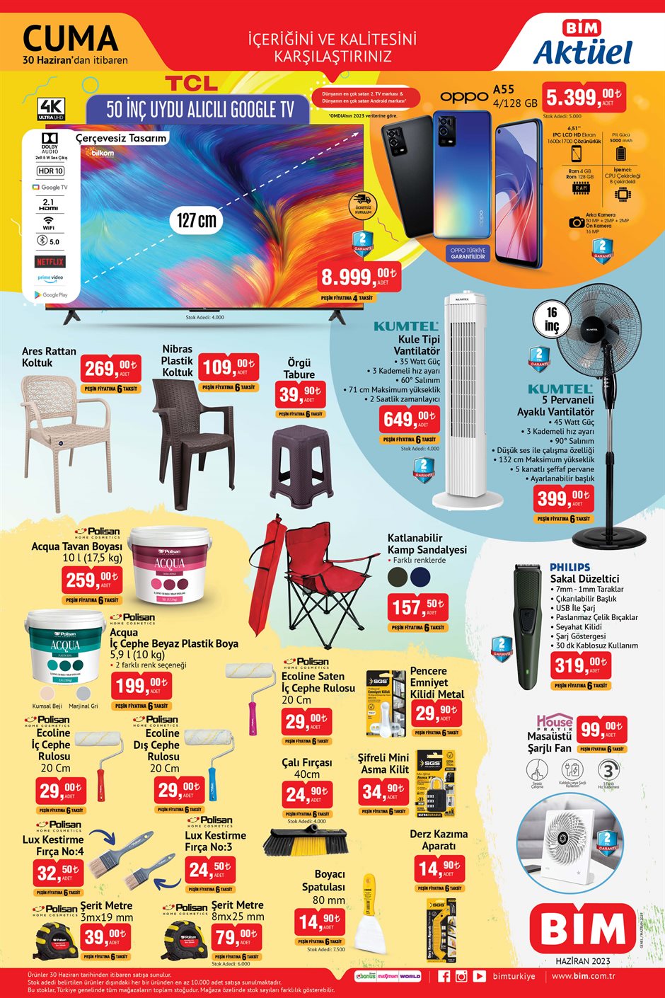 BİM’de Philips sakal düzeltici 319 TL’ye, kamp sandalyesi 157,50 TL’ye, masaüstü fan 99 TL’ye düştü!