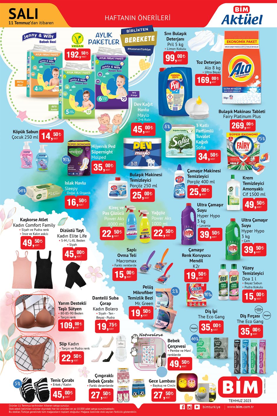 BİM’de Pril bulaşık deterjanı 99 TL’ye, Cif krem temizleyici 49,50 TL’ye, ultra çamaşır suyu 39,50 TL’ye düştü!