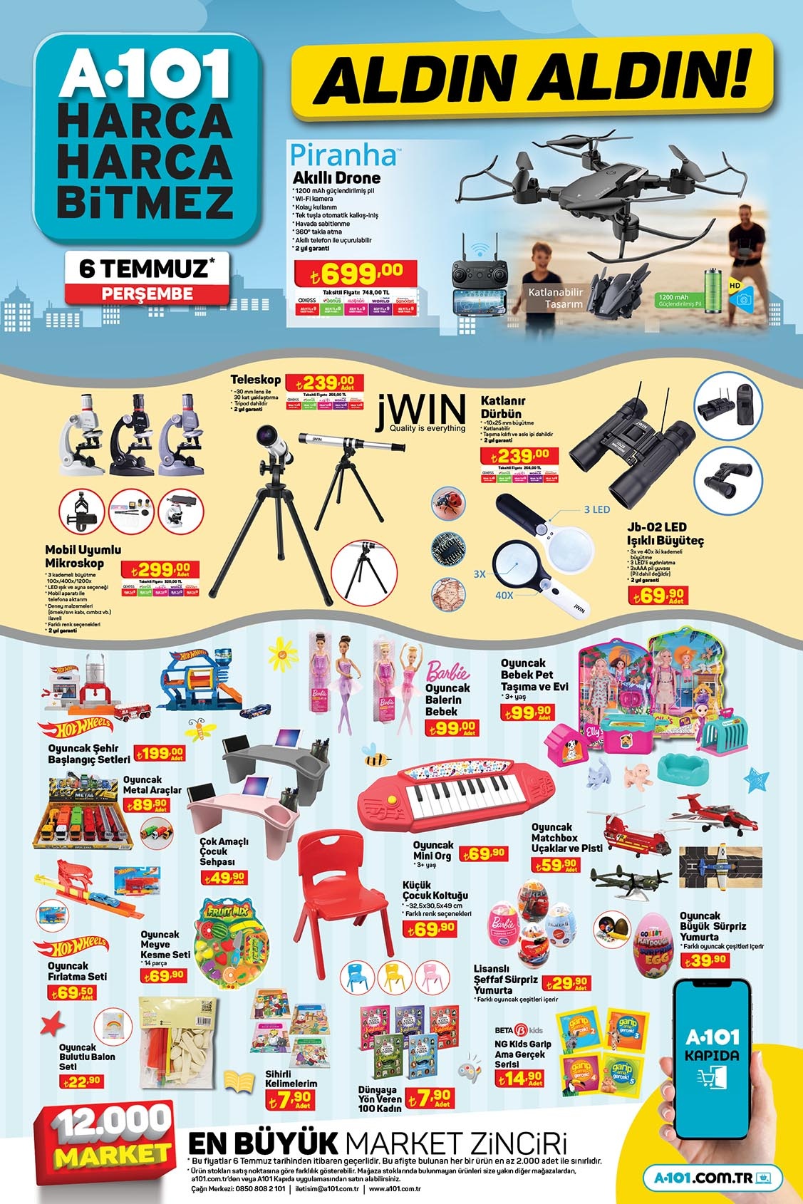 A101’de iğneden ipliğe indirim geldi! Orta boy valiz 399 TL’ye, teleskop 239 TL’ye, yeşil mercimek 34,90 TL’ye düştü!