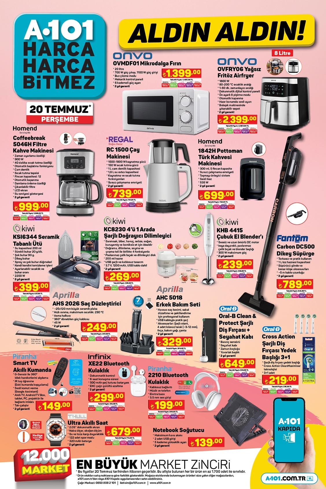 A101’de Regal çay makinesi 739 TL’ye, tam yağlı beyaz peynir 77,50 TL’ye, seramik tabanlı ütü 399 TL’ye düştü!