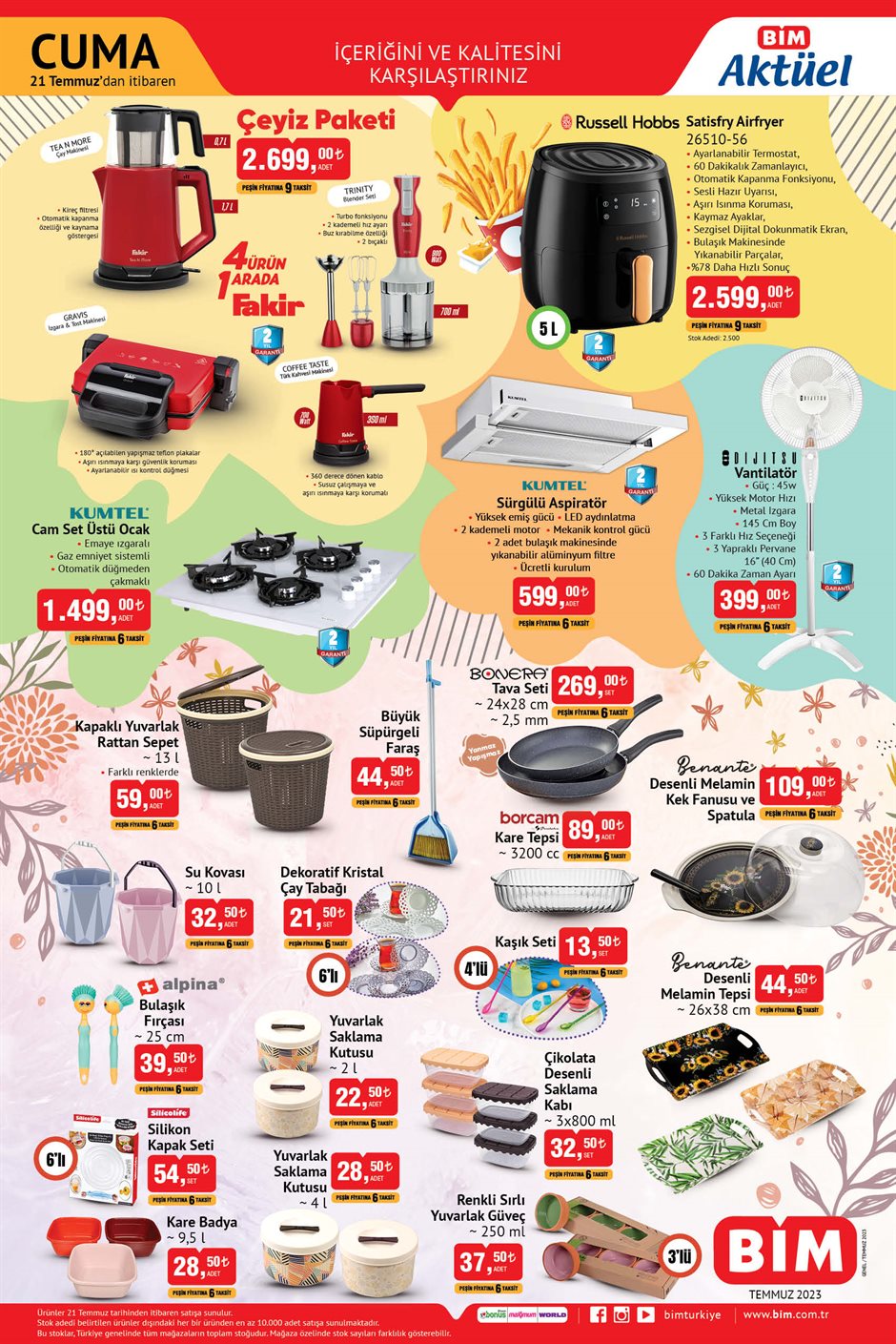 BİM de Huawei akıllı saat 2749 TL’ye, Kumtel cam üstü set ocak 1499 TL’ye, Paşabahçe 3 parça su bardağı 39 TL’ye düştü!