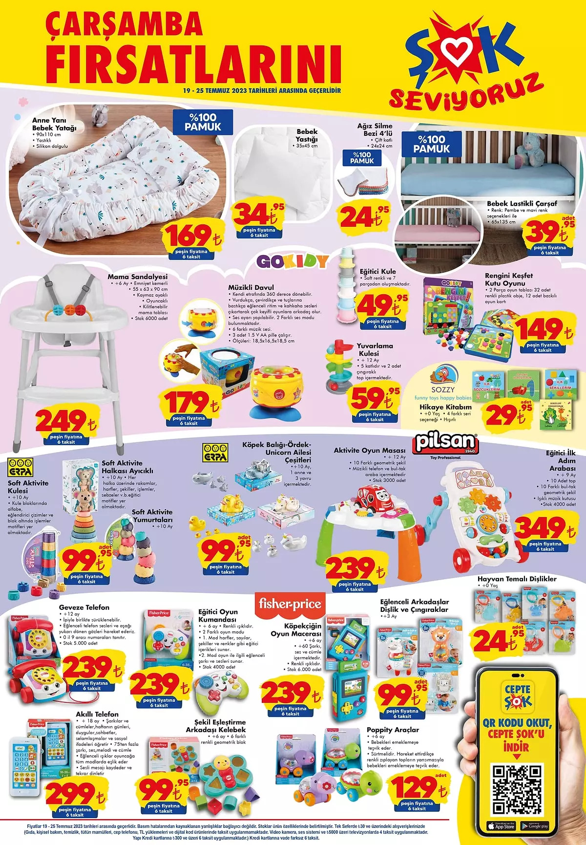 ŞOK’tan annelere müjde! Anne yanı bebek yatağı 169 TL’ye, bebek lastikli çarşaf 39,95 TL’ye düştü!