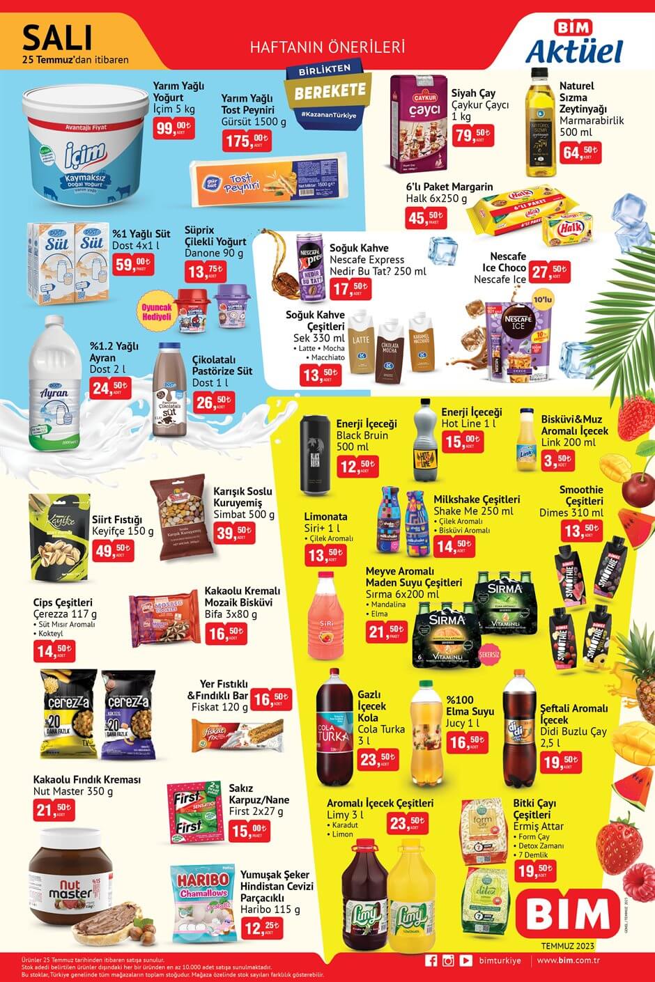 SATIŞA ÇIKTI: BİM de 5 kg yoğurt 99 TL ye, Çaykur çay 79 TL ye, zeytinyağı 64 TL ye düştü