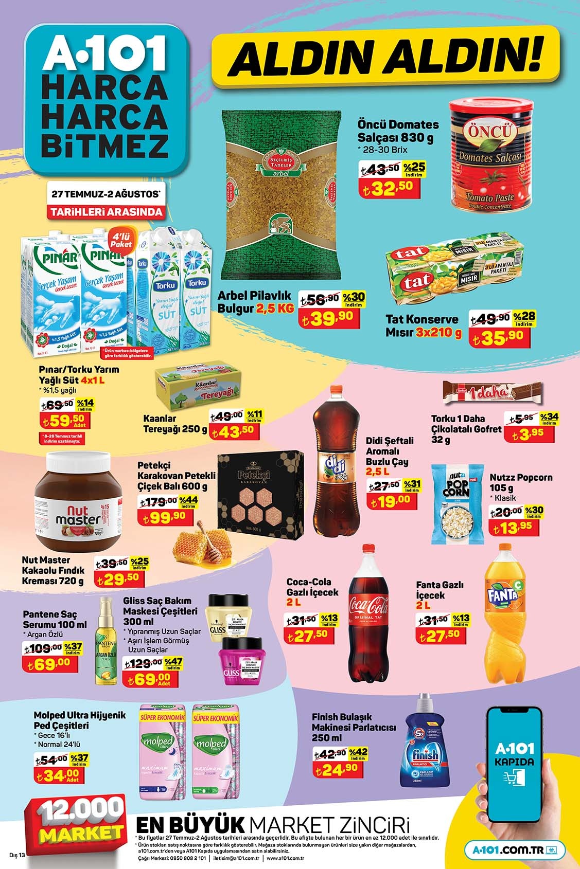 A101’den müjde üstüne müjde! Öncü domates salçası 32,50 TL’ye, ütü masası 129 TL’ye, nohut 28,90 TL’ye düştü!