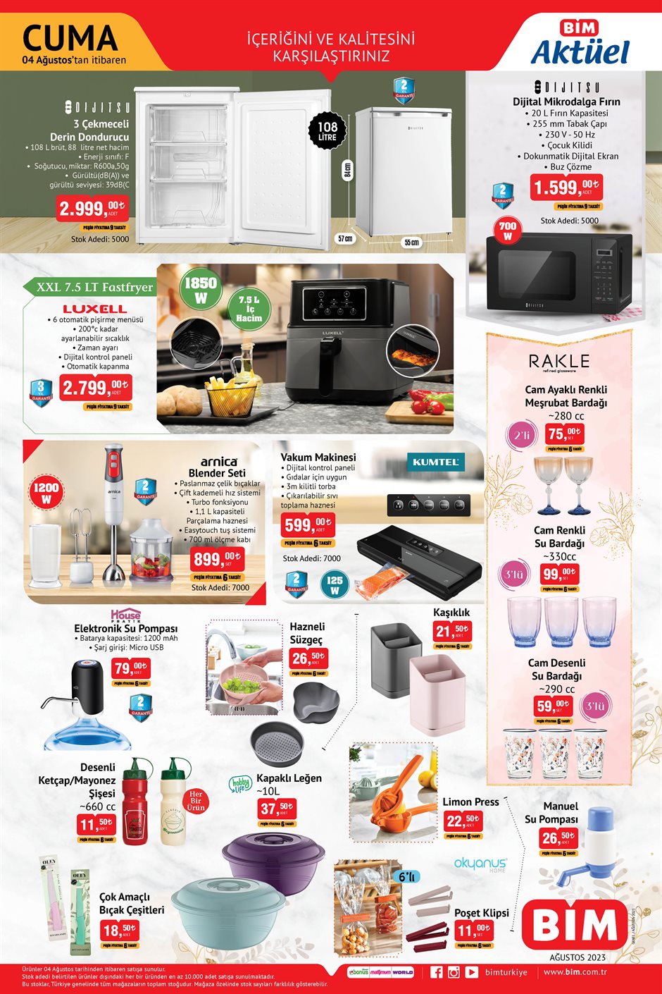 BİM de Fakir robot süpürge 4.599 TL’ye, 6 parça cam kupa 75 TL’ye, kırmızı kapaklı borcam 65 TL’ye düştü!