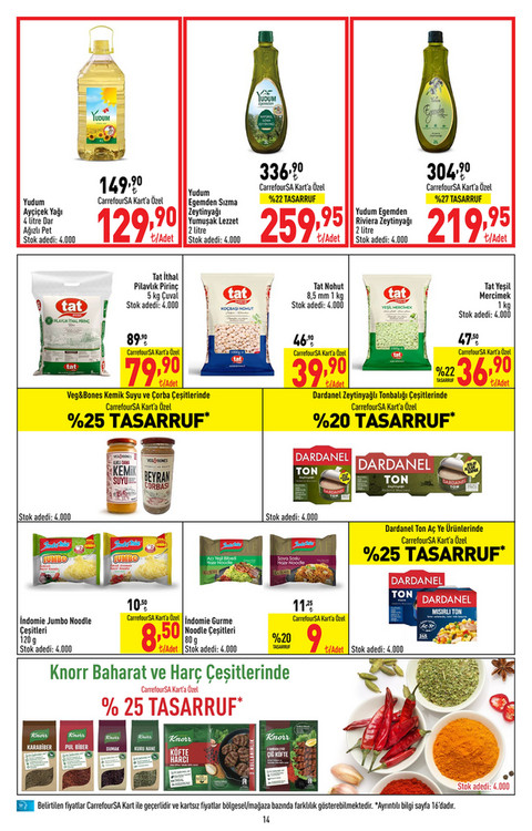 Carrefour’dan müjde! Yudum ayçiçek yağı 129,90 TL’ye, domates salçası 36,90 TL’ye, Sleepy bebek bezi 50,85 TL’ye düştü! 